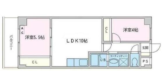 プランドール横浜(2LDK/2階)の間取り写真