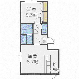 ファミル山鼻(1LDK/3階)の間取り写真