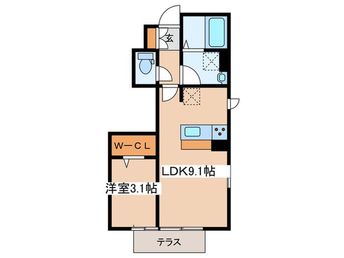 コート エム(1LDK/1階)の間取り写真