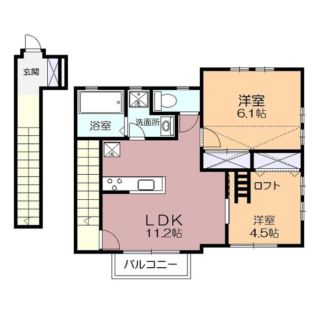 VILLA VINCULUM(2LDK/2階)の間取り写真
