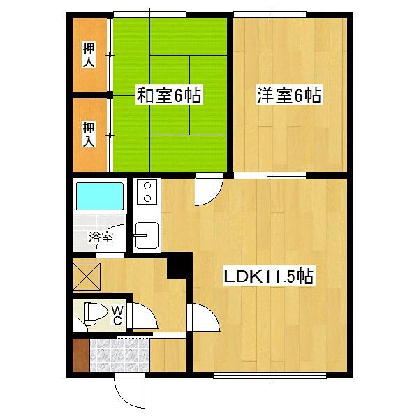 マンション清住荘(2LDK/1階)の間取り写真