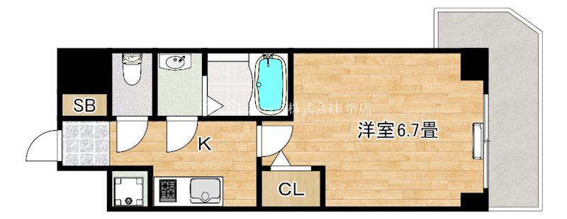 S-RESIDECE堺湊駅前AZURE(1K/5階)の間取り写真