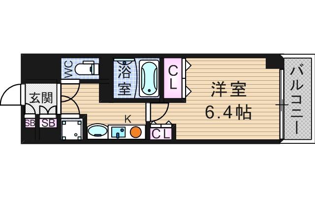 ブランドールM・西長堀(1K/7階)の間取り写真