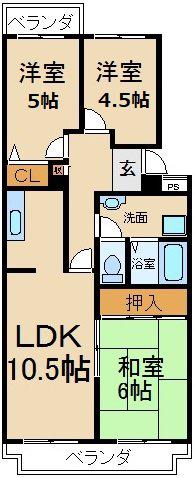 チェリーブロッサム香里(3LDK/2階)の間取り写真