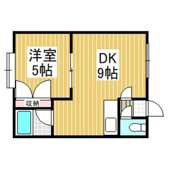 メルシー山手(1DK/2階)の間取り写真