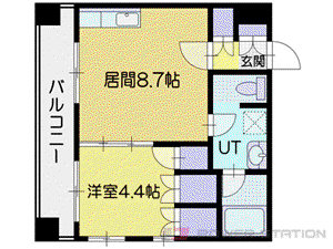TEADA入船(1LDK/8階)の間取り写真