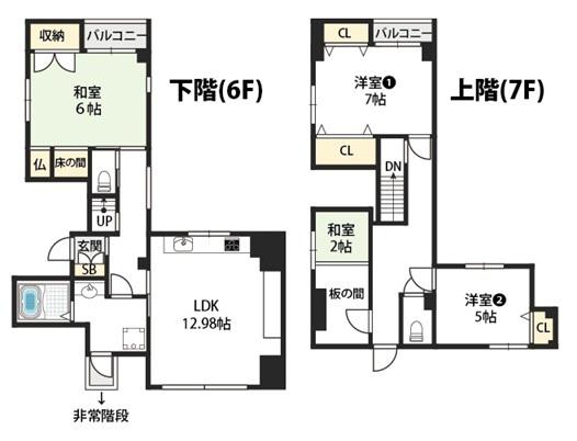 プランドールフクシマ(4LDK/6階)の間取り写真