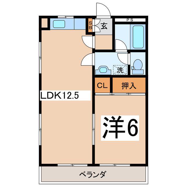 グリーンキャピタル竜王(1LDK/1階)の間取り写真