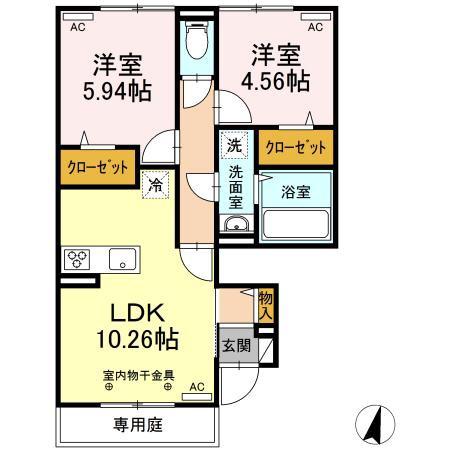 SOLEADO OGI(2LDK/1階)の間取り写真