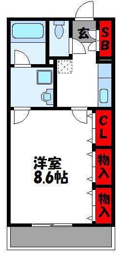 フィオーレ弐番館(1K/2階)の間取り写真