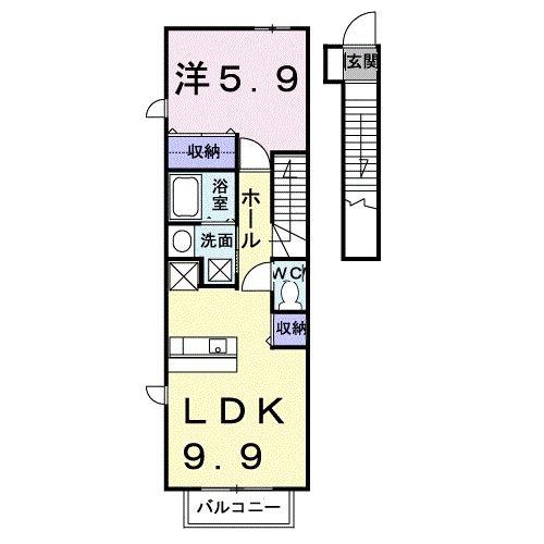 グリーンハウス東中島(1LDK/2階)の間取り写真