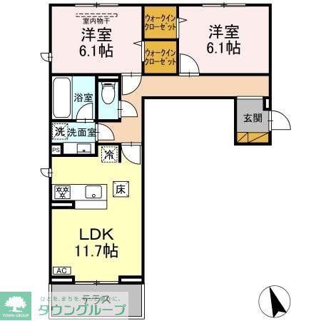 エテルナII(2LDK/1階)の間取り写真