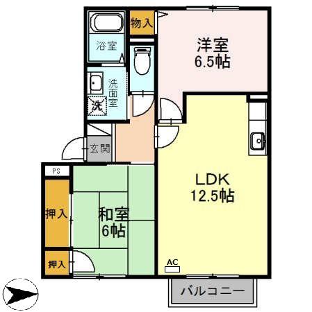 エスポワールイダⅠ番館(2LDK/2階)の間取り写真