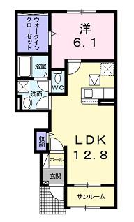 ココ メドウ II A(1LDK/1階)の間取り写真