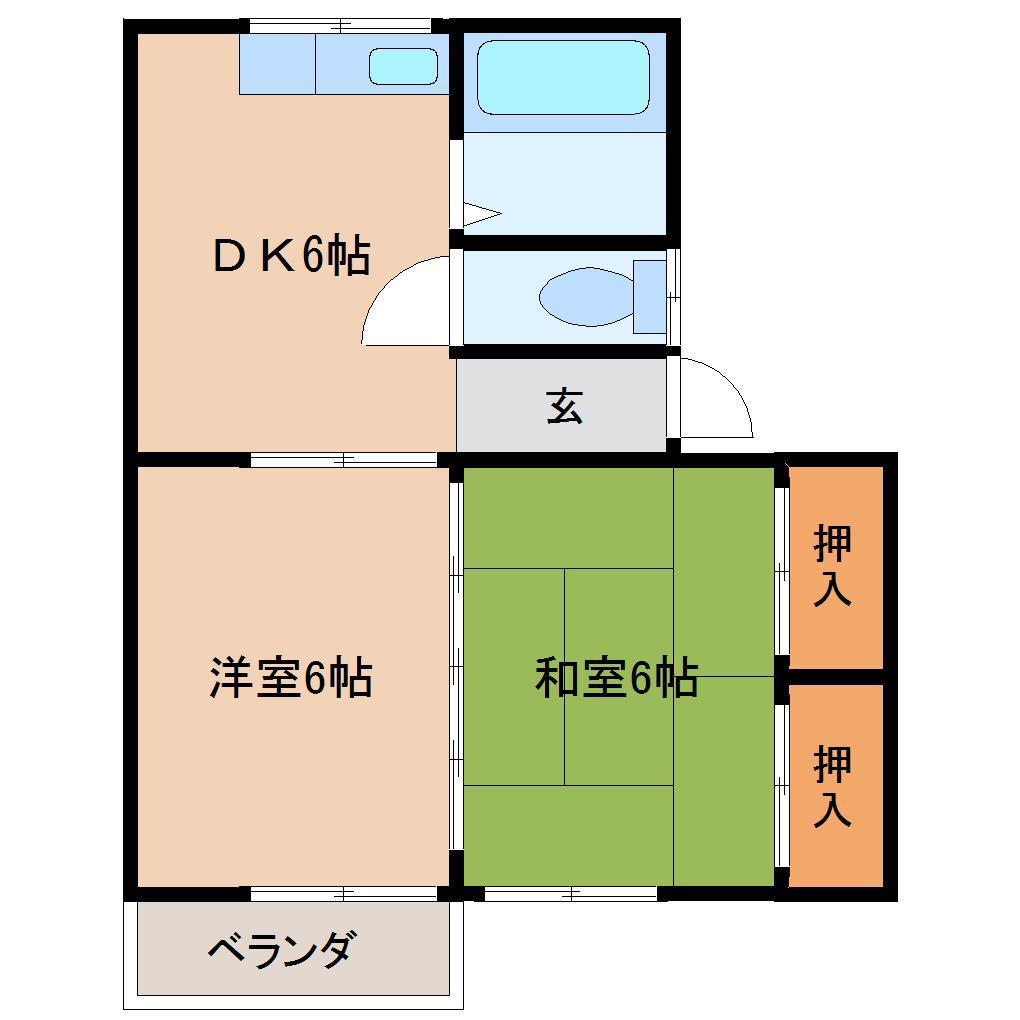 アパートメンツ吉松 D(2DK/2階)の間取り写真