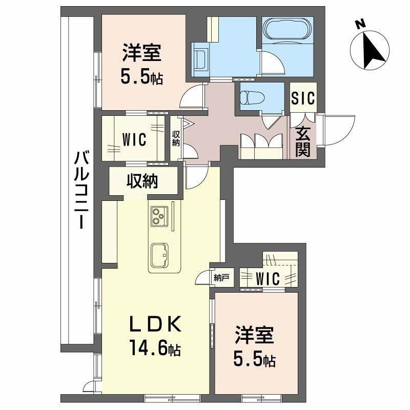サンシャインSTN(2LDK/4階)の間取り写真
