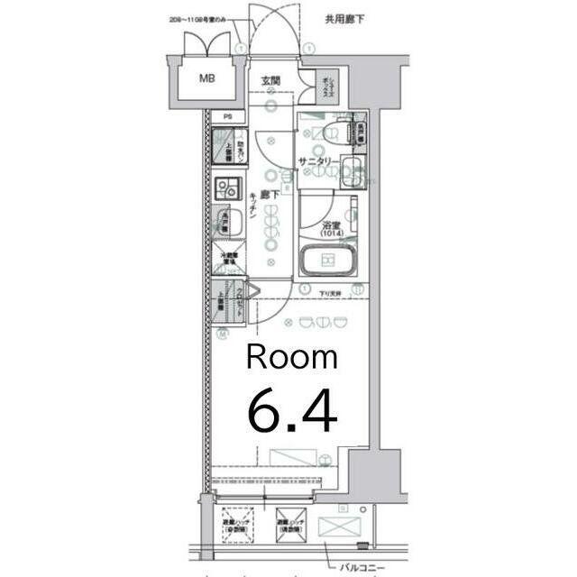 クレストタップ新横浜(1K/2階)の間取り写真