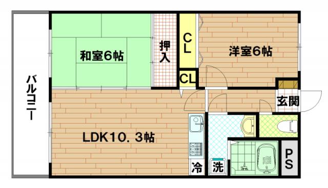 オークハイツ(2LDK/3階)の間取り写真