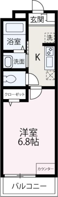 クレスト上福岡(1K/2階)の間取り写真