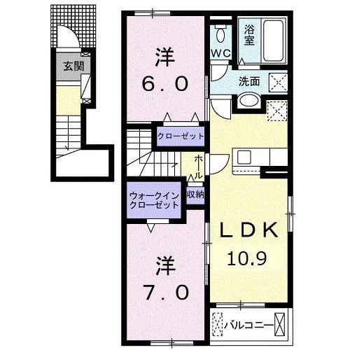 学園台シャルマンI(2LDK/2階)の間取り写真