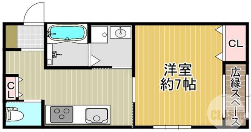 ロイヤルコート津久野(1K/2階)の間取り写真