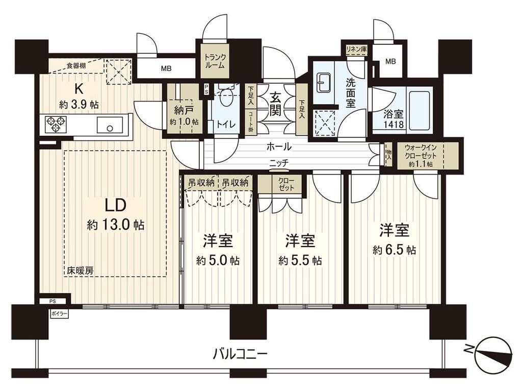 パークホームズ円山アーバンレジデンス(3LDK/14階)の間取り写真