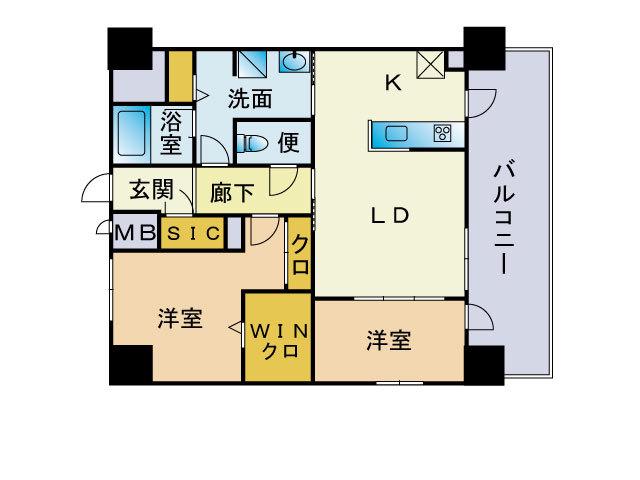 ティーエム薬院(2LDK/11階)の間取り写真