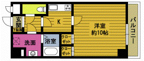 サンライズハイツ高城(1K/3階)の間取り写真
