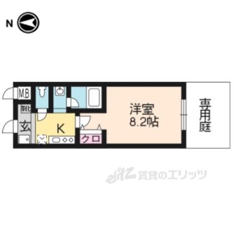 ヴィオラ北白川(1K/1階)の間取り写真