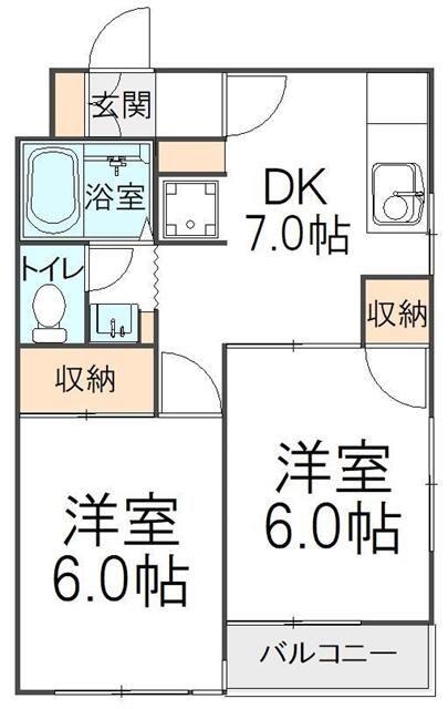 ハイクレストエビハラNO3(2DK/3階)の間取り写真