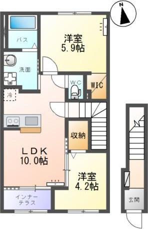 エトワール キリ(2LDK/2階)の間取り写真