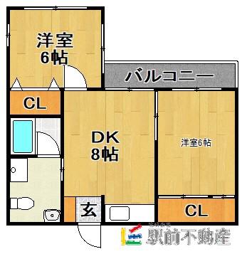 パークハイム21(2DK/2階)の間取り写真