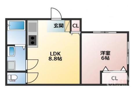 オークス中百舌鳥(1LDK/4階)の間取り写真