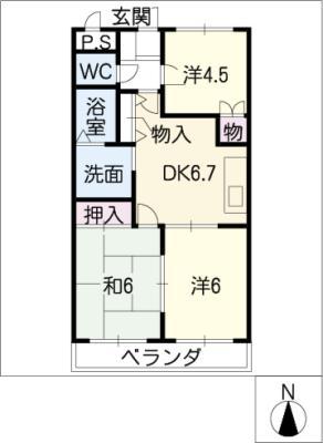 コスモハイツ(3DK/2階)の間取り写真