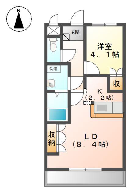 エルガーデン(1LDK/2階)の間取り写真