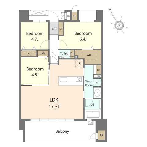 S-RESIDENCE愛宕サウス(3LDK/8階)の間取り写真