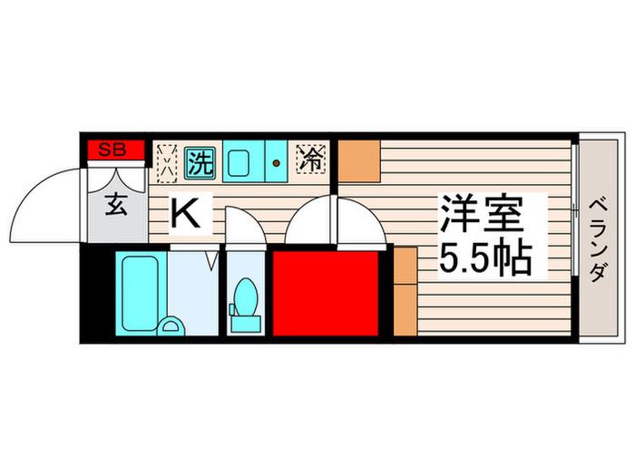 東武伊勢崎線 西新井駅 徒歩5分 3階建 築16年(1K/3階)の間取り写真