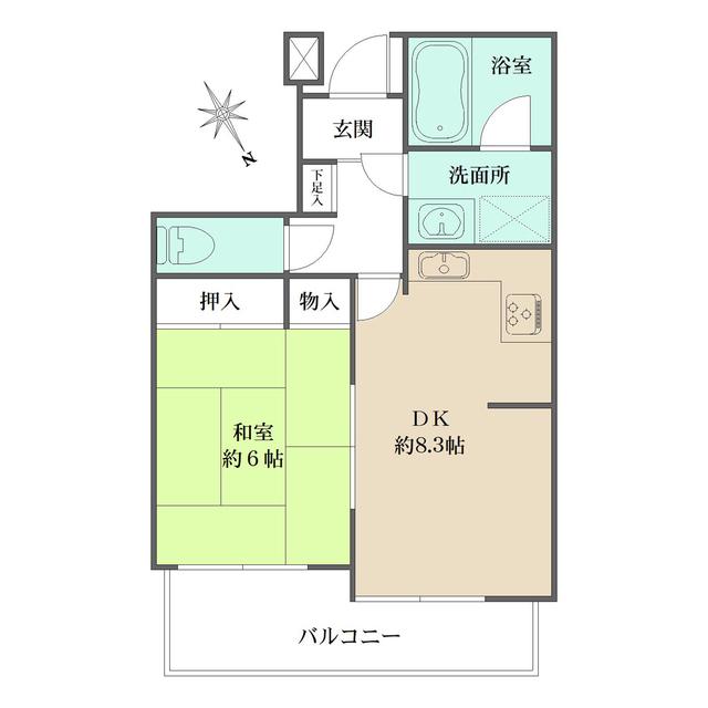 板橋本町グリーンパーク(1DK/3階)の間取り写真