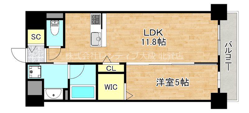 アリエッタ南巽(1LDK/2階)の間取り写真