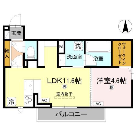 D-ROOM 中島(1LDK/2階)の間取り写真