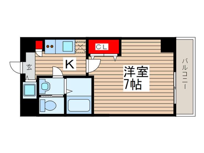 クリスタルコート(1K/2階)の間取り写真