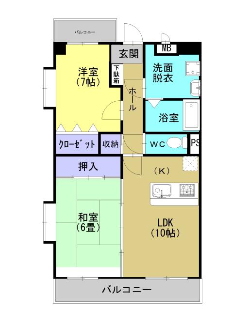 ピュアハウス・K(2LDK/3階)の間取り写真