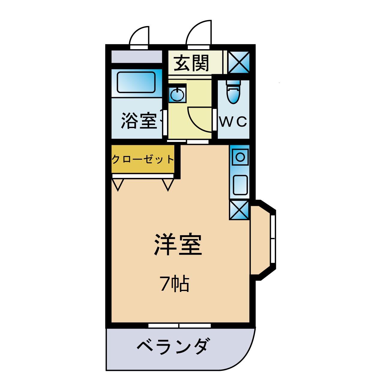 グンケン第二コーポ(ワンルーム/1階)の間取り写真