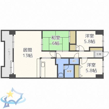 THE RESIDENCE PARK ODORIKOEN(3LDK/5階)の間取り写真