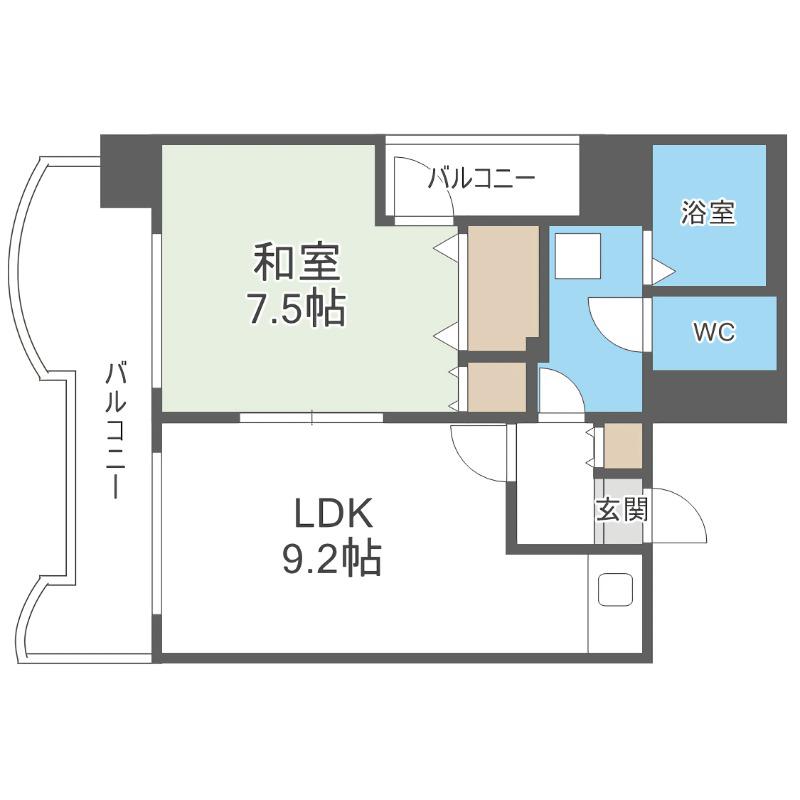 札幌ビオス館(1DK/6階)の間取り写真