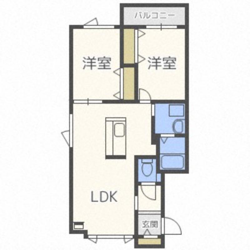 シェルピア西岡A棟(2LDK/2階)の間取り写真