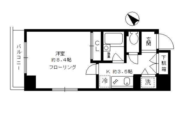 クレール目黒(1K/6階)の間取り写真