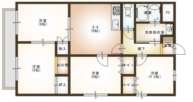 グランヴェール壱番館(4DK/4階)の間取り写真