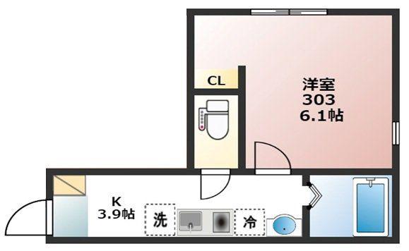 レジェンド新杉田(1K/3階)の間取り写真
