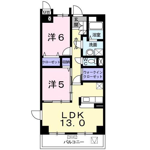 フォレストリバー(2LDK/4階)の間取り写真